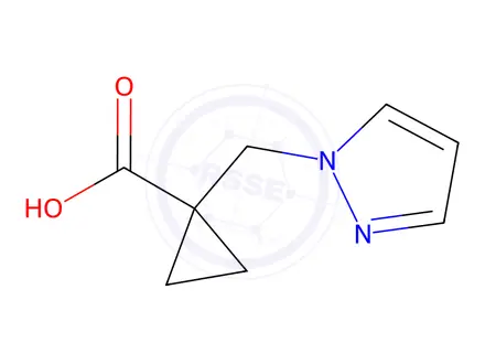 Chemical structure of 1-((1H-pyrazol-1-yl)methyl)cyclopropane-1-carboxylic acid