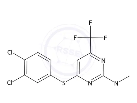 Chemical structure of 4-((3,4-Dichlorophenyl)thio)-N,N-dimethyl-6-(trifluoromethyl)pyrimidin-2-amine