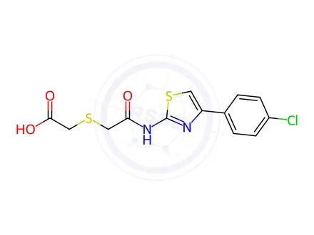 Chemical structure of 2-[(2-{[4-(4-chlorophenyl)-1,3-thiazol-2-yl]amino}-2-oxoethyl)sulfanyl]acetic acid