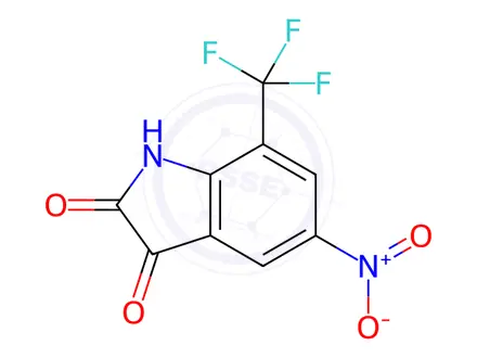 Chemical structure of 5-nitro-7-(trifluoromethyl)-2,3-dihydro-1H-indole-2,3-dione