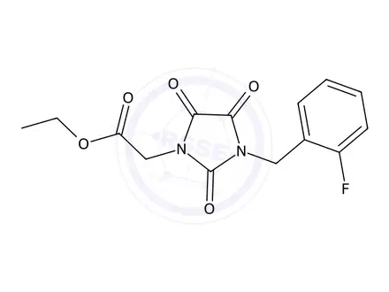 Chemical structure of Ethyl 2-(3-(2-fluorobenzyl)-2,4,5-trioxoimidazolidin-1-yl)acetate