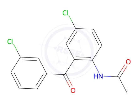 Chemical structure of N-(4-Chloro-2-(3-chlorobenzoyl)phenyl)acetamide