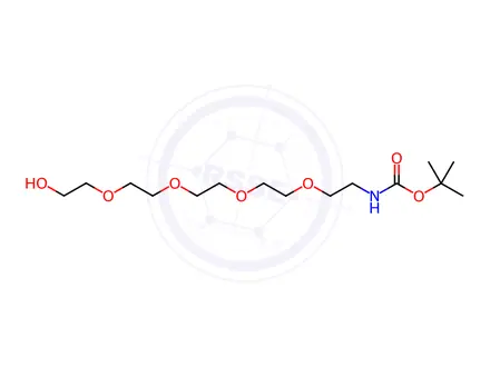 Chemical structure of 5,8,11,14-Tetraoxa-2-azahexadecanoic acid, 16-hydroxy-, 1,1-dimethylethyl ester