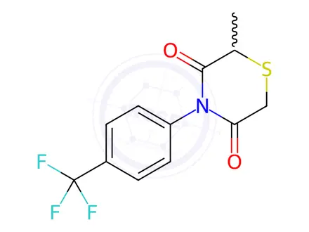 Chemical structure of 2-methyl-4-[4-(trifluoromethyl)phenyl]-3,5-thiomorpholinedione
