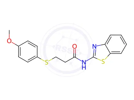 Chemical structure of N-(Benzo[d]thiazol-2-yl)-3-((4-methoxyphenyl)thio)propanamide