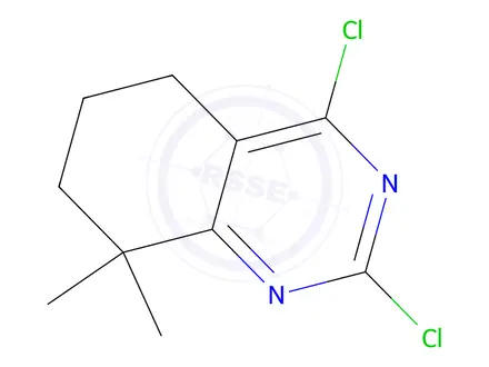 Chemical structure of 2,4-Dichloro-8,8-dimethyl-5,6,7,8-tetrahydroquinazoline