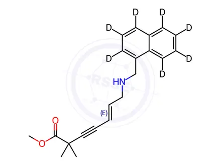 Chemical structure of N-Desmethylcarboxy Terbinafine-d7 Methyl Ester