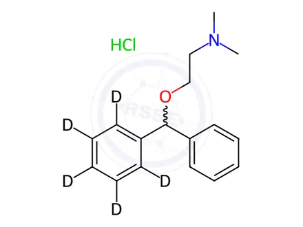 Chemical structure of Diphenhydramine-d5 Hydrochloride (Phenyl-d5)