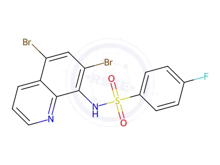 Chemical structure of N-(5,7-Dibromoquinolin-8-yl)-4-fluorobenzenesulfonamide