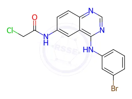 Chemical structure of N-(4-((3-Bromophenyl)amino)quinazolin-6-yl)-2-chloroacetamide