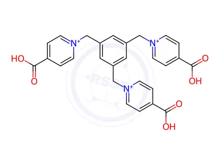 Chemical structure of Pyridinium, 1,1',1''-[1,3,5-benzenetriyltris(methylene)]tris[4-carboxy-, bromide (1:3)