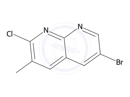 Chemical structure of 6-Bromo-2-chloro-3-methyl-1,8-naphthyridine