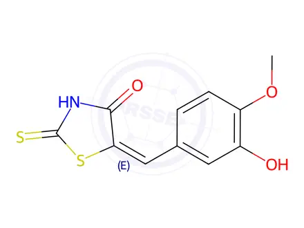 Chemical structure of (5E)-5-(3-Hydroxy-4-methoxybenzylidene)-2-mercapto-1,3-thiazol-4(5H)-one