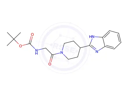 Chemical structure of tert-Butyl (2-(4-(1H-benzo[d]imidazol-2-yl)piperidin-1-yl)-2-oxoethyl)carbamate