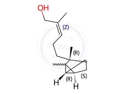 Chemical structure of (Z)-5-((1R,3R,6S)-2,3-dimethyltricyclo[2.2.1.02,6]heptan-3-yl)-2-methylpent-2-en-1-ol