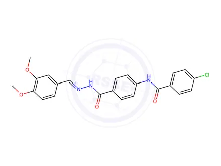 Chemical structure of Benzoic acid, 4-((4-chlorobenzoyl)amino)-, ((3,4-dimethoxyphenyl)methy lene)hydrazide