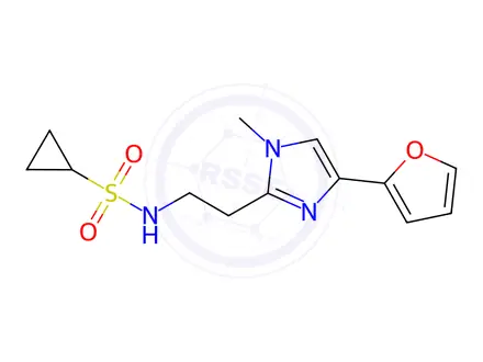 Chemical structure of N-(2-(4-(Furan-2-yl)-1-methyl-1H-imidazol-2-yl)ethyl)cyclopropanesulfonamide