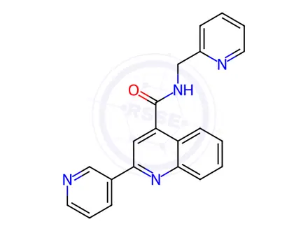 Chemical structure of N-(Pyridin-2-ylmethyl)-2-(pyridin-3-yl)quinoline-4-carboxamide