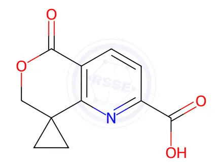 Chemical structure of 5'-Oxo-5'H,7'H-spiro[cyclopropane-1,8'-pyrano[4,3-b]pyridine]-2'-carboxylic acid