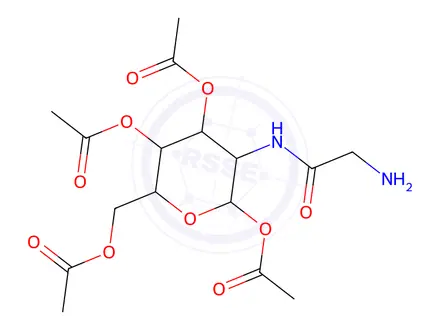 Chemical structure of 1,3,4,6-Tetra-O-acetyl-2-[(2-aminoacetyl)amino]-2-deoxy-b-D-glucopyranose