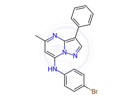 Chemical structure of N-(4-Bromophenyl)-5-methyl-3-phenylpyrazolo[1,5-a]pyrimidin-7-amine