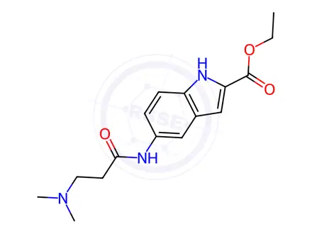 Chemical structure of ethyl 5-(3-(dimethylamino)propanamido)-1H-indole-2-carboxylate