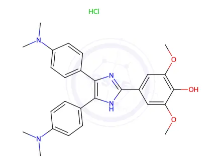 Chemical structure of Phenol, 4-[4,5-bis[4-(dimethylamino)phenyl]-1H-imidazol-2-yl]-2,6-dimethoxy-, hydrochloride (1:1)