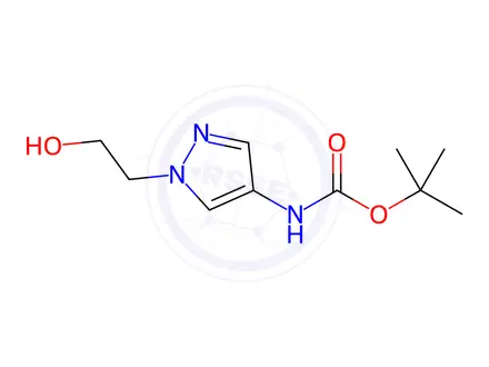 Chemical structure of tert-Butyl (1-(2-hydroxyethyl)-1H-pyrazol-4-yl)carbamate