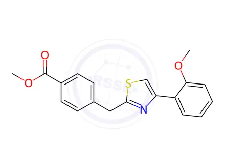 Chemical structure of Benzoic acid, 4-[[4-(2-methoxyphenyl)-2-thiazolyl]methyl]-, methyl ester