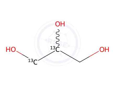 Chemical structure of propane-1,2,3-triol-1,2-13C2