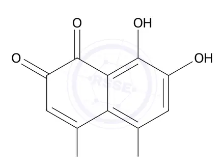 Chemical structure of 2,5,7,8-Tetrahydroxy-1,4-Naphthalenedione