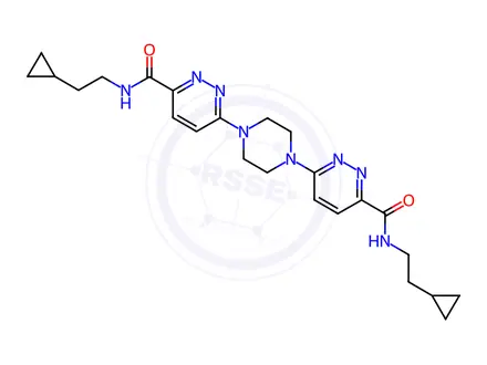 Chemical structure of N-(2-Cyclopropylethyl)-6-(4-{6-[(2-cyclopropylethyl)carbamoyl]pyridazin-3-yl}piperazin-1-yl)pyridazine-3-carboxamide