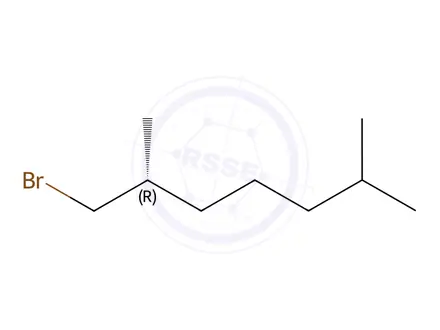 Chemical structure of Heptane, 1-bromo-2,6-dimethyl-, (2R)-
