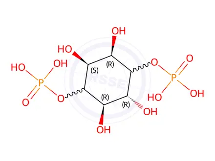 Chemical structure of (1R,2R,3R,4R,5R,6S)-2,3,5,6-tetrahydroxycyclohexane-1,4-diyl bis(dihydrogen phosphate)