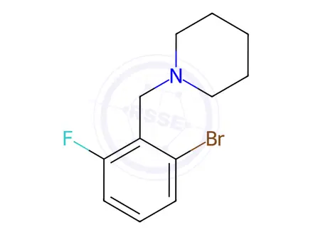 Chemical structure of 1-[(2-Bromo-6-fluorophenyl)methyl]piperidine