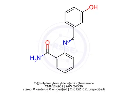 Chemical structure of 2-((3-Hydroxybenzylidene)amino)benzamide