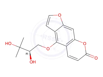 Chemical structure of (R)-(+)-Oxypeucedanin hydrate