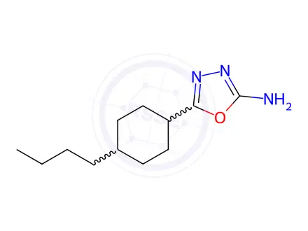Chemical structure of 5-(4-butylcyclohexyl)-1,3,4-oxadiazol-2-amine