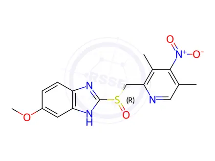 Chemical structure of (S)-2-(((3,5-Dimethyl-4-nitropyridin-2-yl)methyl)sulfinyl)-6-methoxy-1H-benzo[d]imidazole