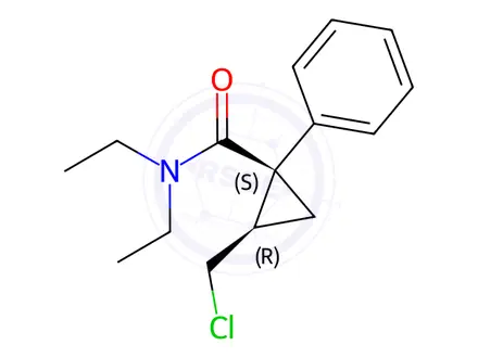 Chemical structure of (1S,2R)-2-(chloromethyl)-N,N-diethyl-1-phenylcyclopropanecarboxamide