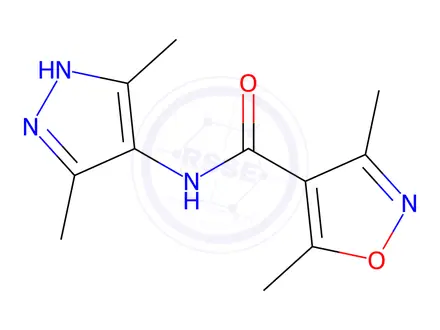 Chemical structure of N-(3,5-Dimethyl-1H-pyrazol-4-yl)-3,5-dimethylisoxazole-4-carboxamide