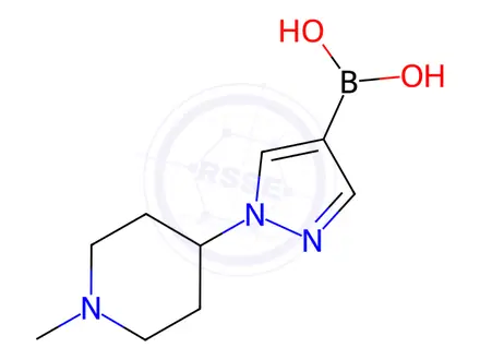 Chemical structure of 1-(1-Methylpiperidin-4-yl)pyrazole-4-boronic acid