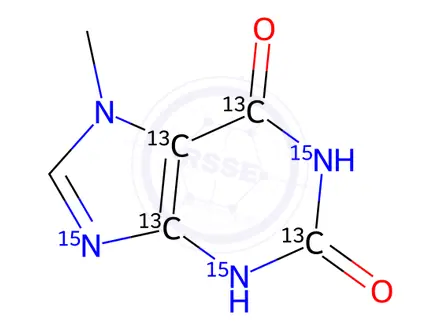 Chemical structure of 3-Methylxanthine-[13C4,15N3]