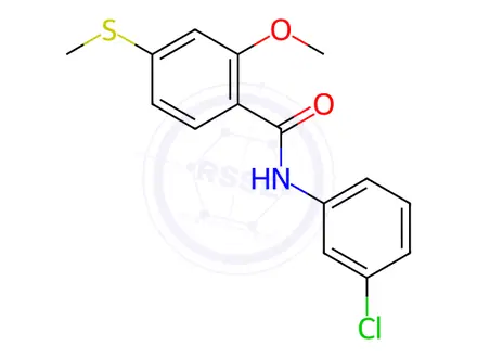Chemical structure of N-(3-chlorophenyl)-2-methoxy-4-methylsulfanylbenzamide