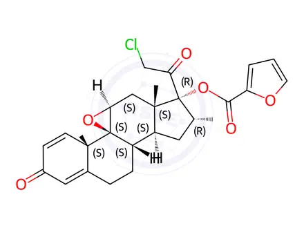 Chemical structure of 21-Chloro-17a-[(2-furanylcarbonxyl)oxy]-9b,11b-oxido-16a-methylpregna-1,4-diene-3,20-dioneMometasone Furoate Impurity D