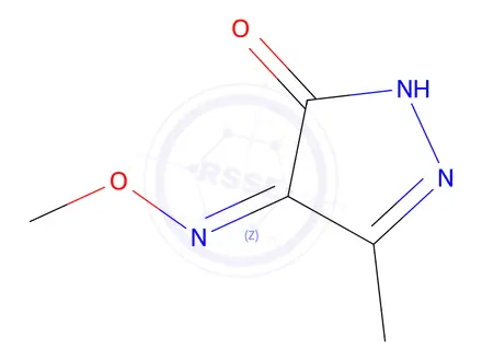Chemical structure of 1H-Pyrazole-4,5-dione, 3-methyl-, 4-(O-methyloxime) (9CI)