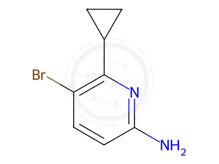 Chemical structure of 5-Bromo-6-cyclopropylpyridin-2-amine