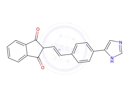 Chemical structure of (E)-2-(4-(1H-Imidazol-4-yl)styryl)-1H-indene-1,3(2H)-dione