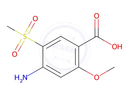 Chemical structure of Benzoic acid, 4-amino-2-methoxy-5-(methylsulfonyl)-