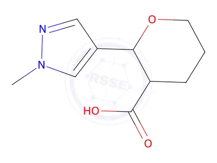 Chemical structure of 2-(1-Methyl-1h-pyrazol-4-yl)tetrahydro-2h-pyran-3-carboxylic acid